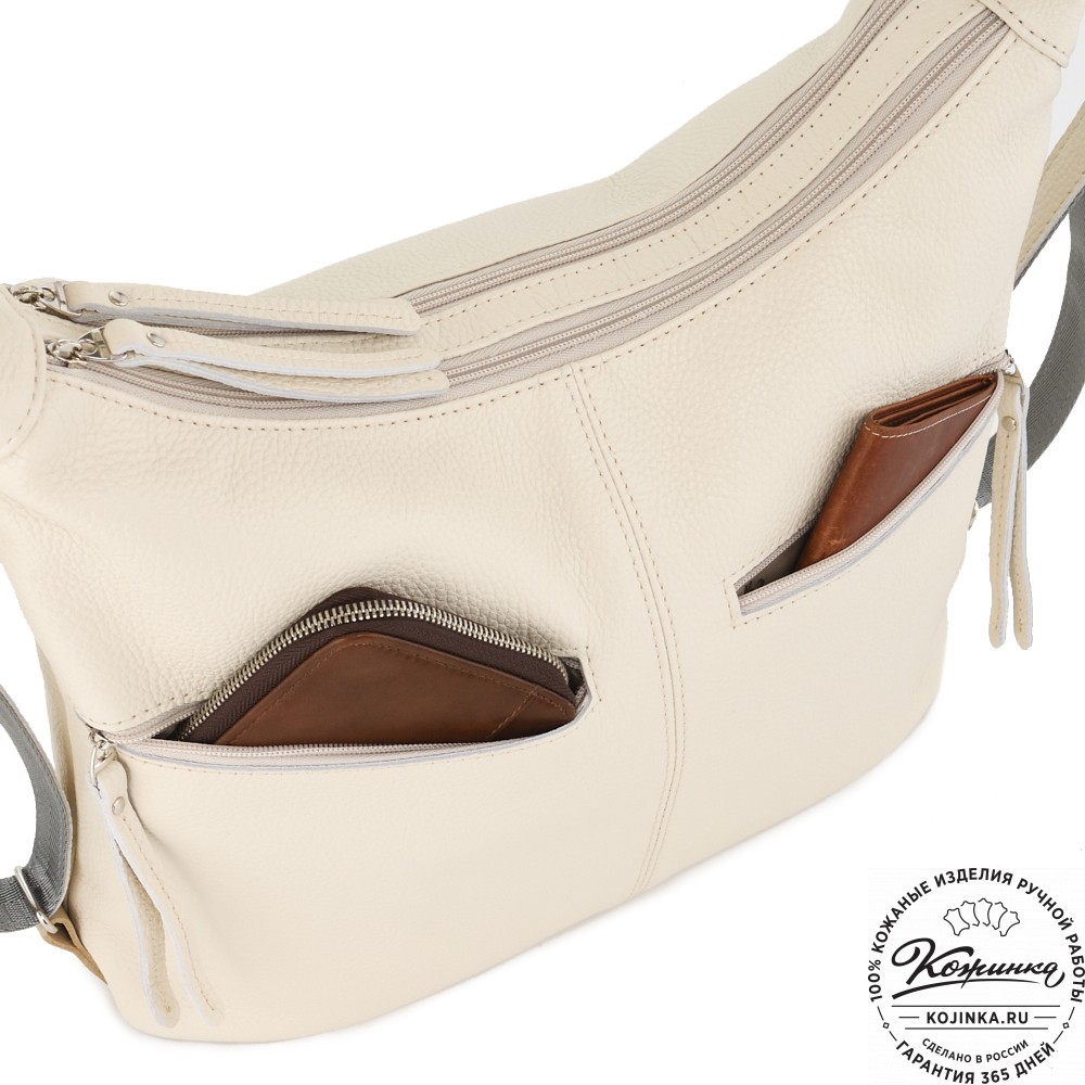  Женская кожаная сумка-трансформер "Ливадия" (бежевая)